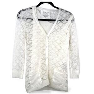 Press | S | White lace cardigan sweater knit mohair crochet set W/ tank sheer